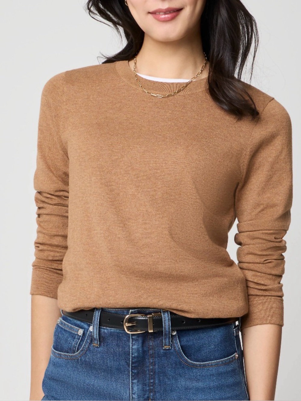 J. Crew Factory 2025 Teddie Womens Crewneck Minimalist Cotton Sweater Brown XL